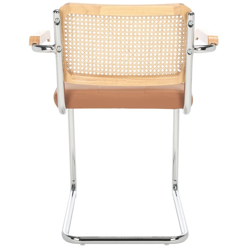 Fauteuil de salle à manger 19 pouces avec dossier en rotin et assise capitonnée - 26Lx22Px34H